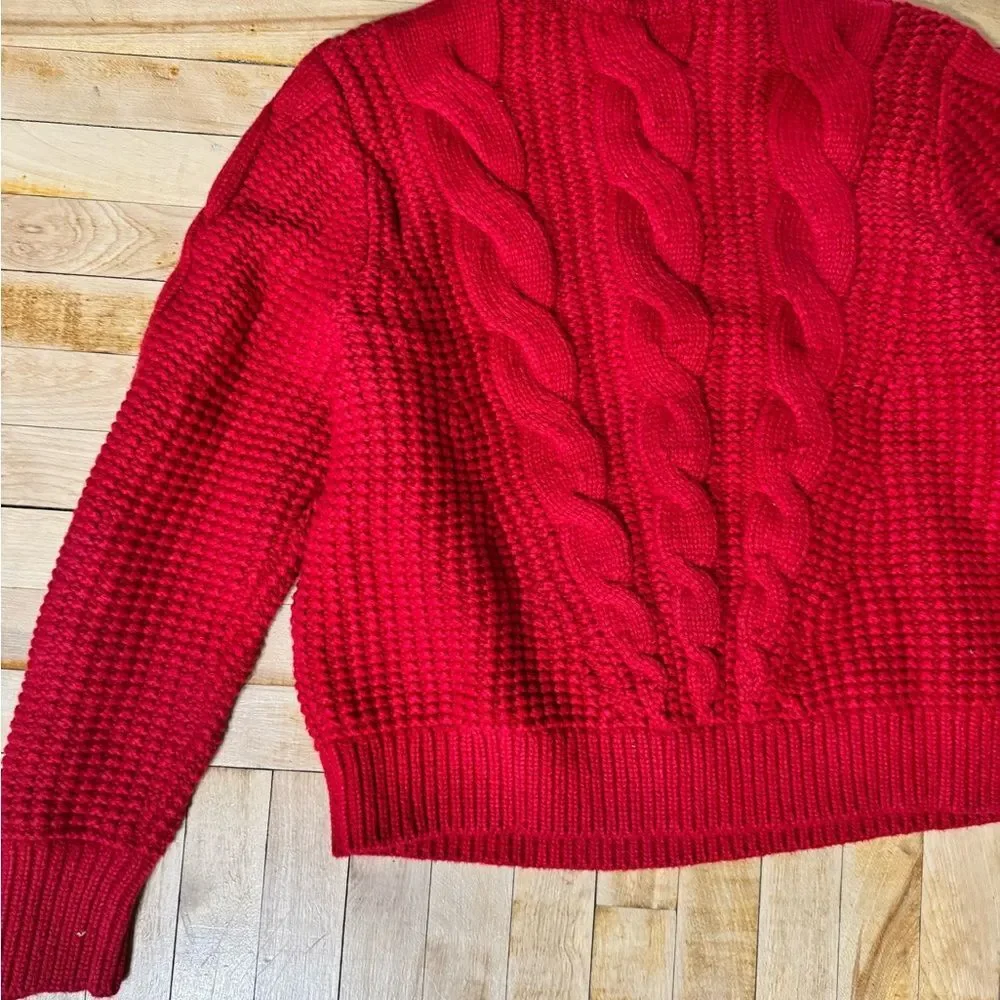 Banana Republic Cherry Red Cable Knit Sweater